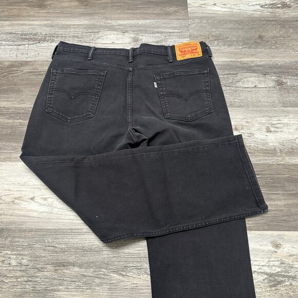 Levis 514 Black Mens 38x30 Stretch Regular Straight Leg Denim Jeans White Tab‎ - Picture 1 of 13